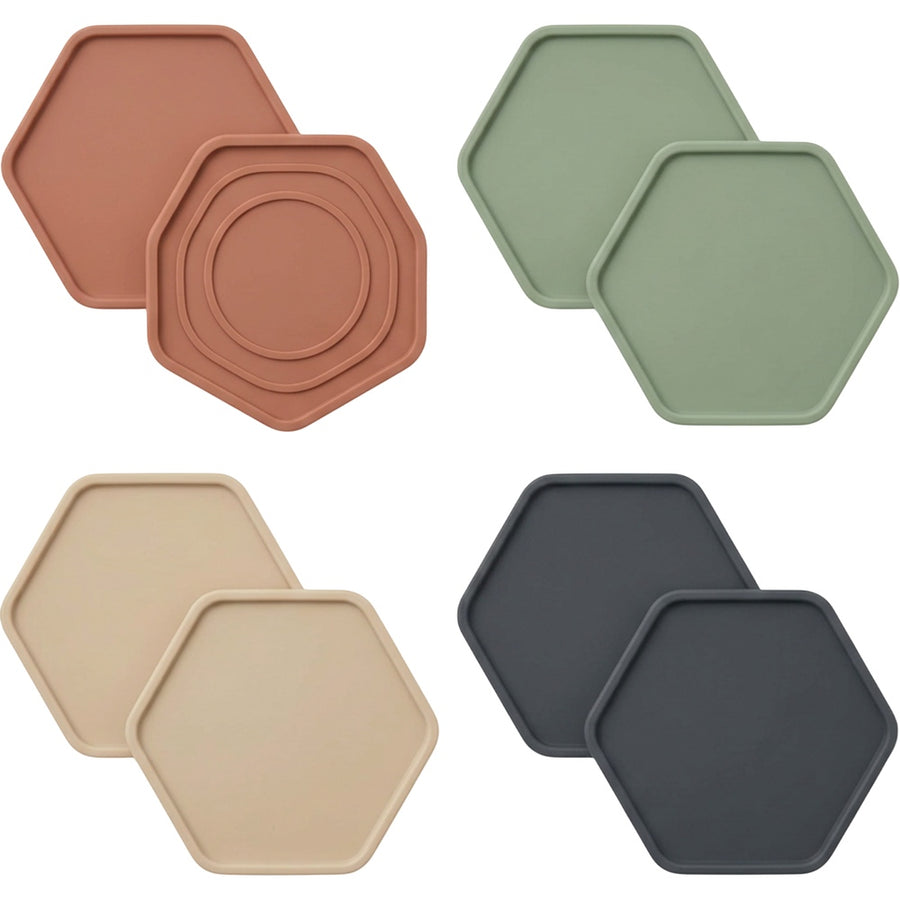 Knaik Hexagonal Silicone Drink Coasters 11 cm Eight Pack
