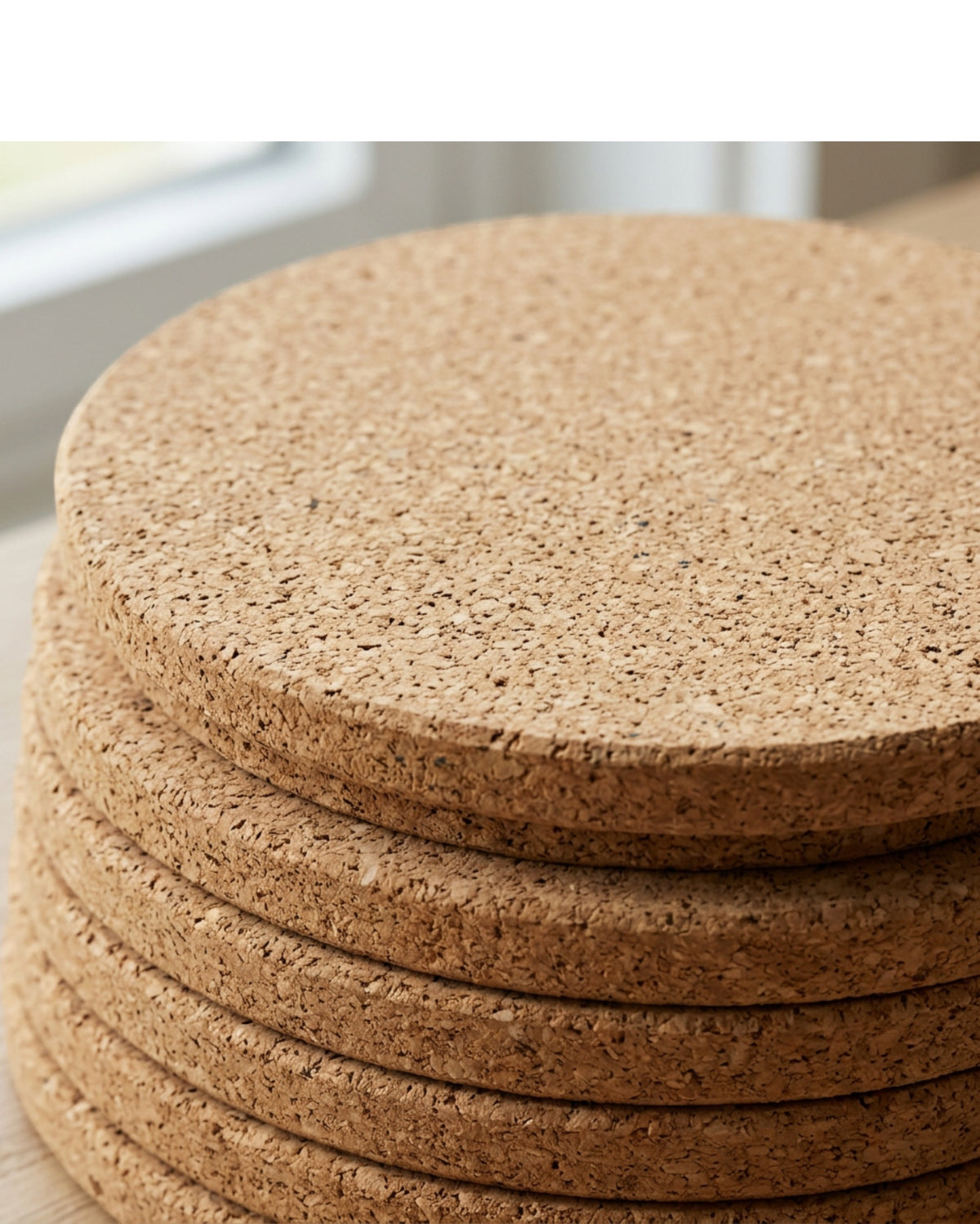 Knaik Round Cork Drink Coasters 10 cm Six Pack - Detail view