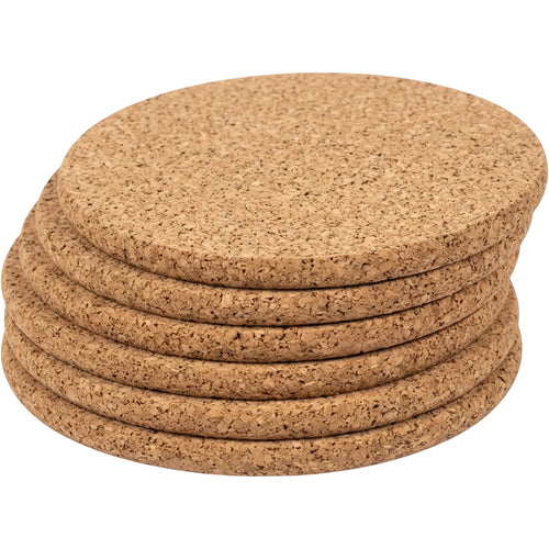 Knaik Round Cork Drink Coasters 10 cm Six Pack - Product view