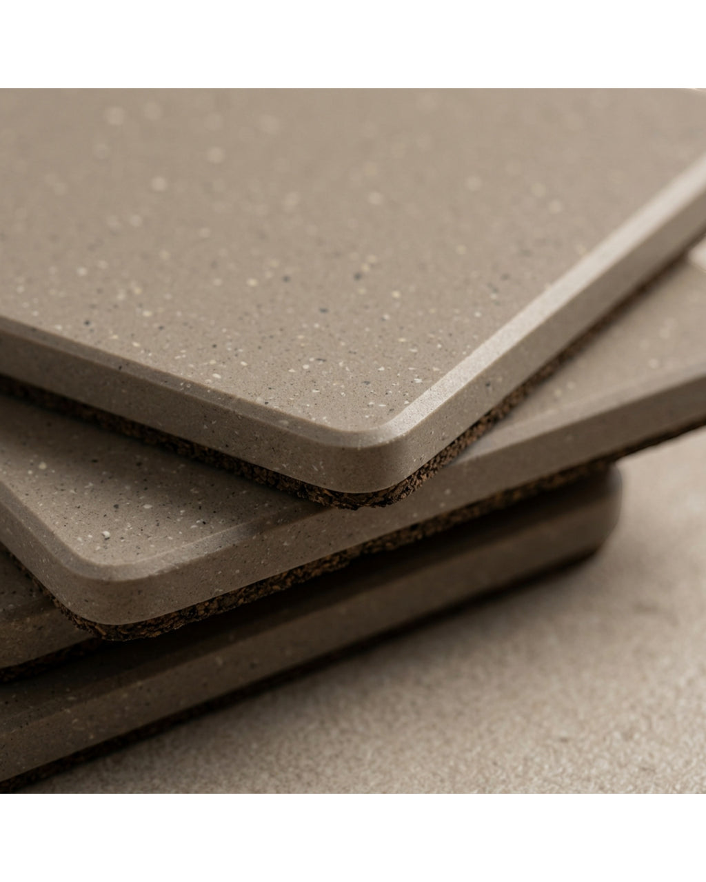 Knaik Square Mineral Composite Coasters 10 cm Grey Four Pack - Detail view
