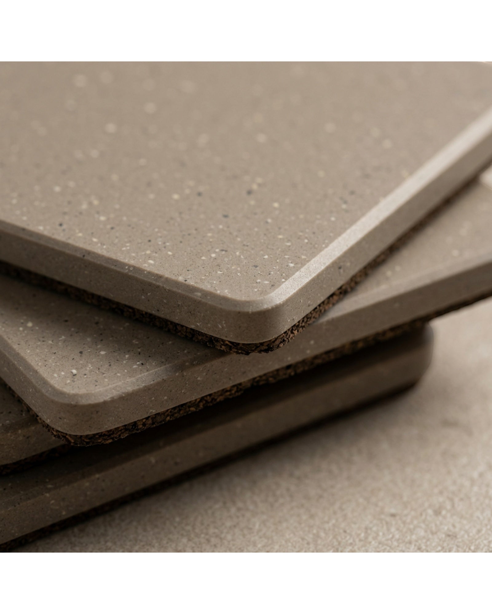 Knaik Square Mineral Composite Coasters 10 cm Grey Four Pack - Detail view