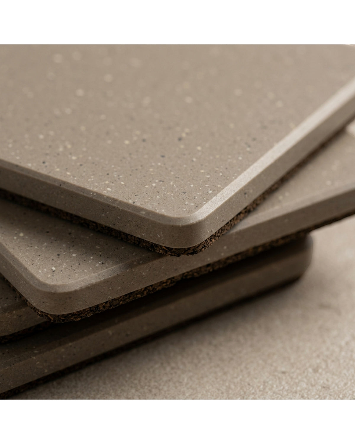 Knaik Square Mineral Composite Coasters 10 cm Grey Four Pack - Detail view