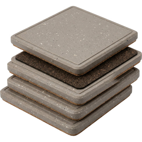 Knaik Square Mineral Composite Coasters 10 cm Grey Four Pack - Product view